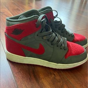 Grey camo & red suede Air Jordans